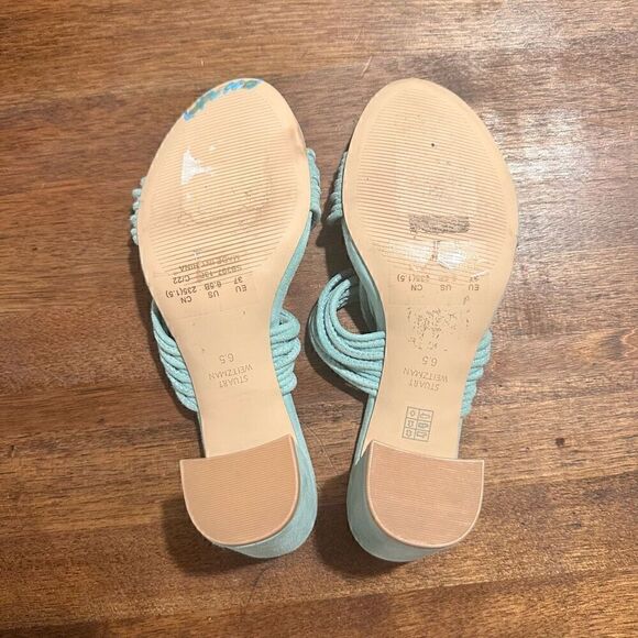 NWOB Stuart Weitzman Twist Block Suede Mules - Picture 8 of 9